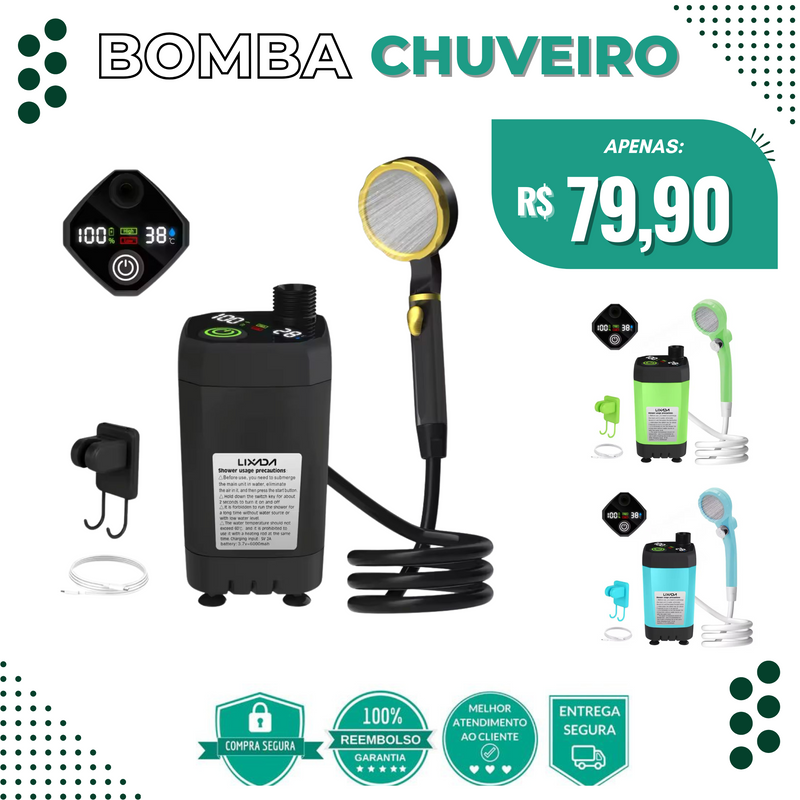 Bomba Chuveiro para Acampamento - Display Digital